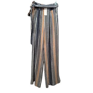 NWT Current Air Linen Blend Striped Wide Leg Pants Spring Summer Vacay Sz XS